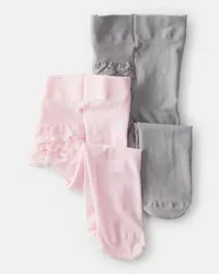 Carter's Baby 2-Pack Tights Pink/Grey 6-12 Months