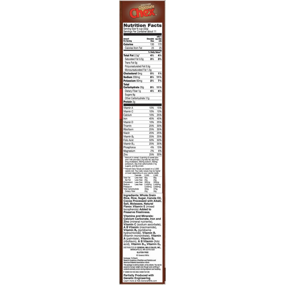 slide 48 of 122, Chex Chocolate Chex Cereal, Gluten Free Breakfast Cereal, Made with Whole Grain, 12.8 oz, 14.25 oz
