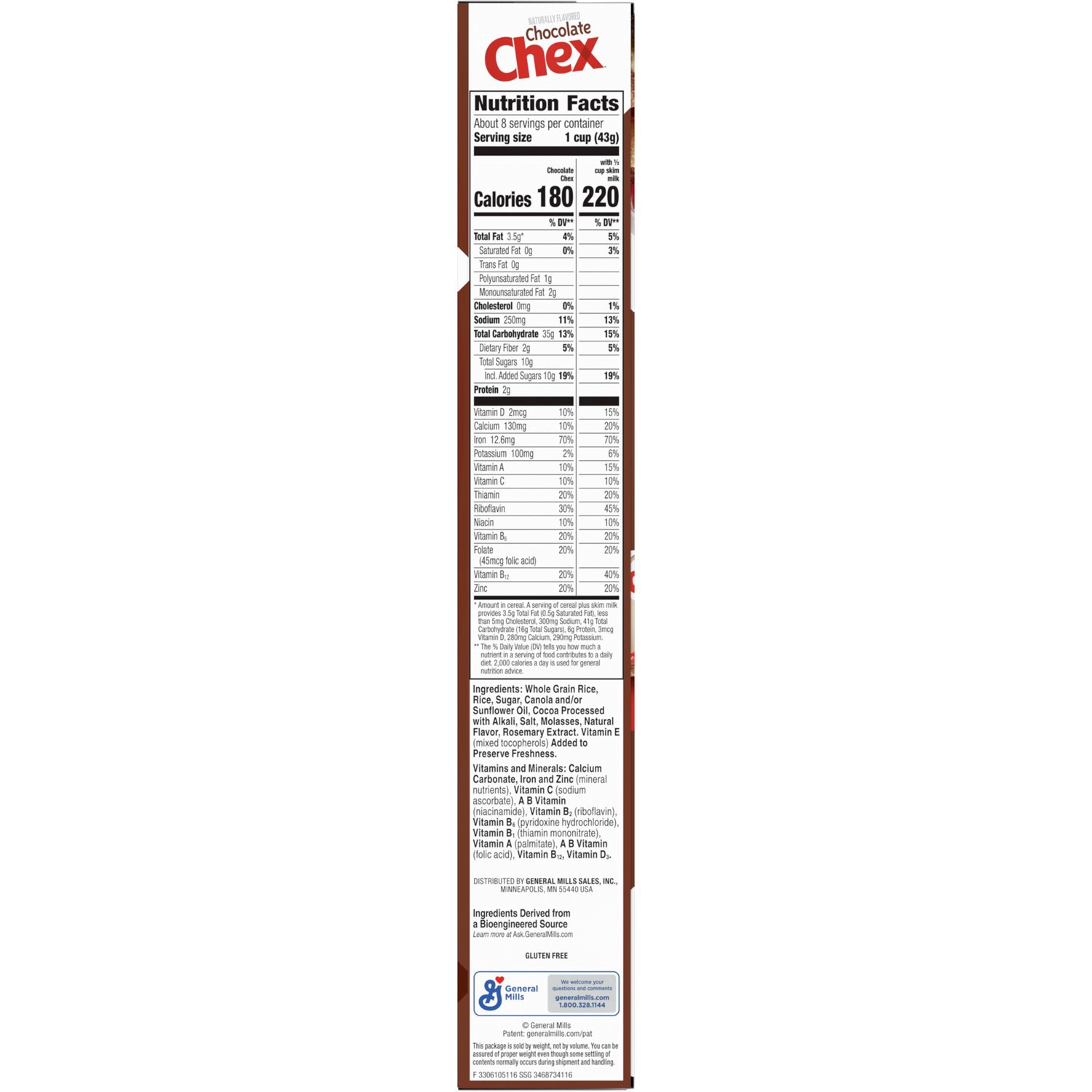 slide 27 of 122, Chex Chocolate Chex Cereal, Gluten Free Breakfast Cereal, Made with Whole Grain, 12.8 oz, 14.25 oz