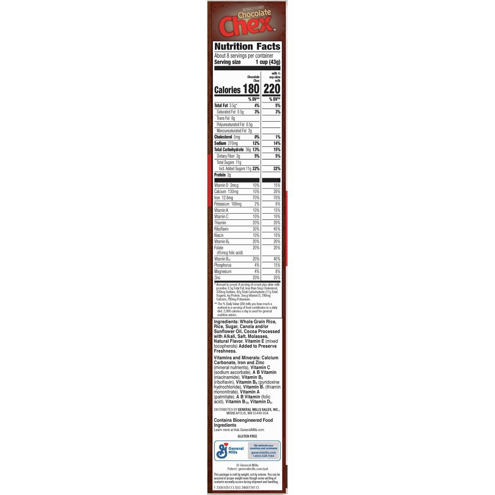 slide 63 of 122, Chex Chocolate Chex Cereal, Gluten Free Breakfast Cereal, Made with Whole Grain, 12.8 oz, 14.25 oz