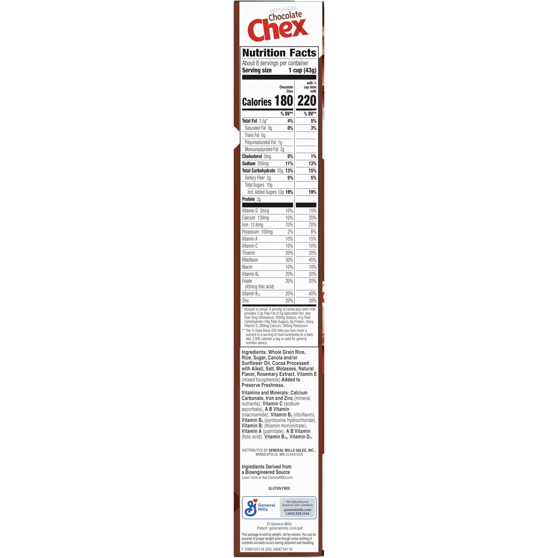 slide 34 of 122, Chex Chocolate Chex Cereal, Gluten Free Breakfast Cereal, Made with Whole Grain, 12.8 oz, 14.25 oz