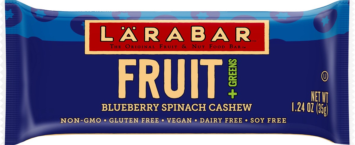 slide 1 of 13, LÄRABAR Blueberry Spinach Cashew Food Bar 1.24 oz, 1.24 oz