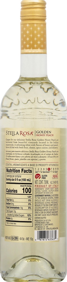 slide 5 of 10, Stella Rosa Golden Honey Peach Semi-Sweet White Wine 750mL, 750 ml