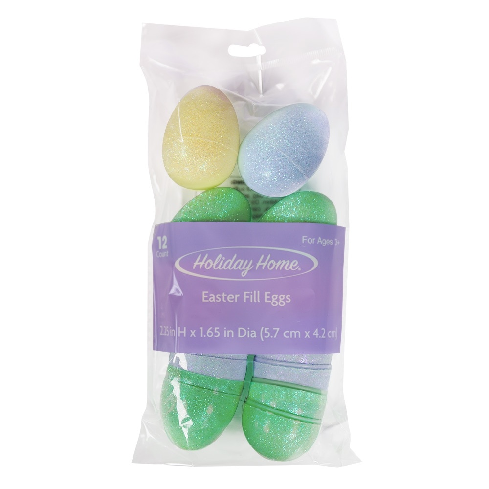 slide 1 of 1, Holiday Home Glitter Easter Fill Eggs - Yellow/Blue/Green, 12 ct