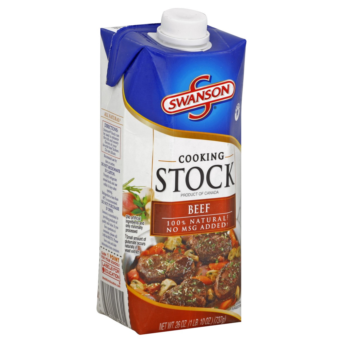 slide 4 of 5, Swanson Cooking Stock Beef Natural No Msg Added, 32 oz