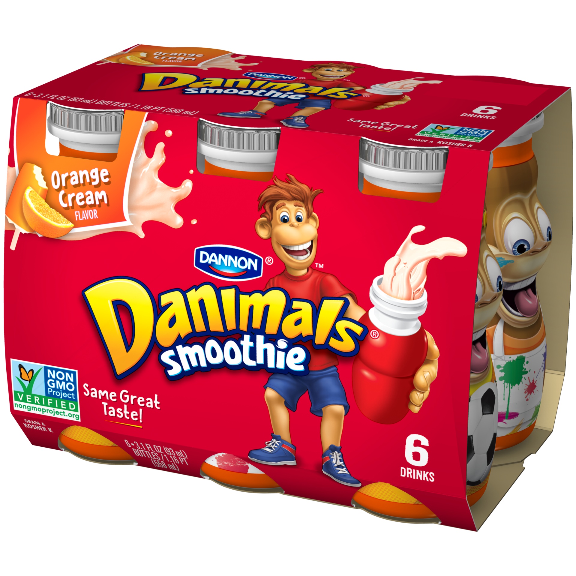 slide 1 of 1, Dannon Danimals Orange Cream Smoothie, 6 ct; 3.1 fl oz