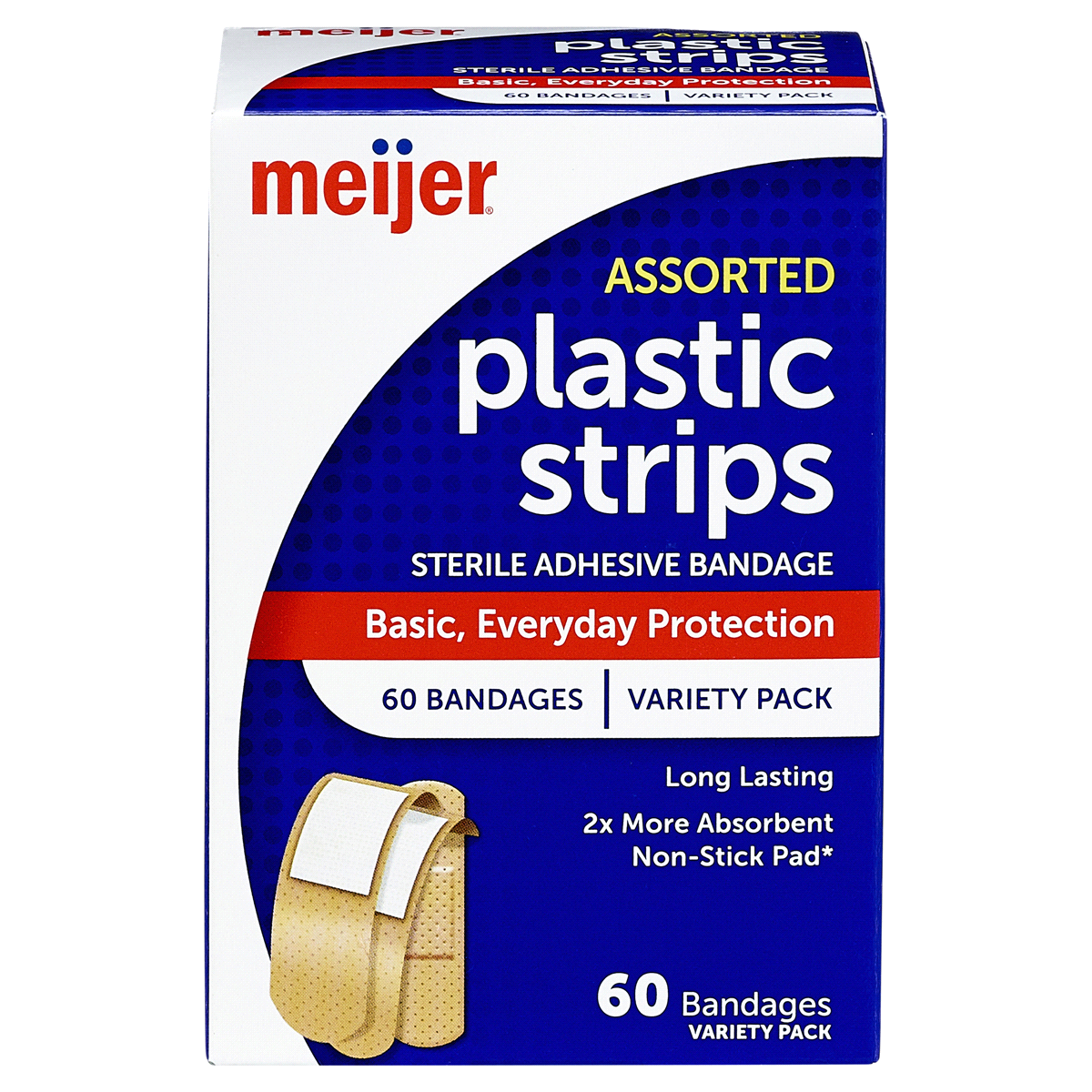 slide 1 of 1, Meijer Assorted Plastic Bandages, 60 ct