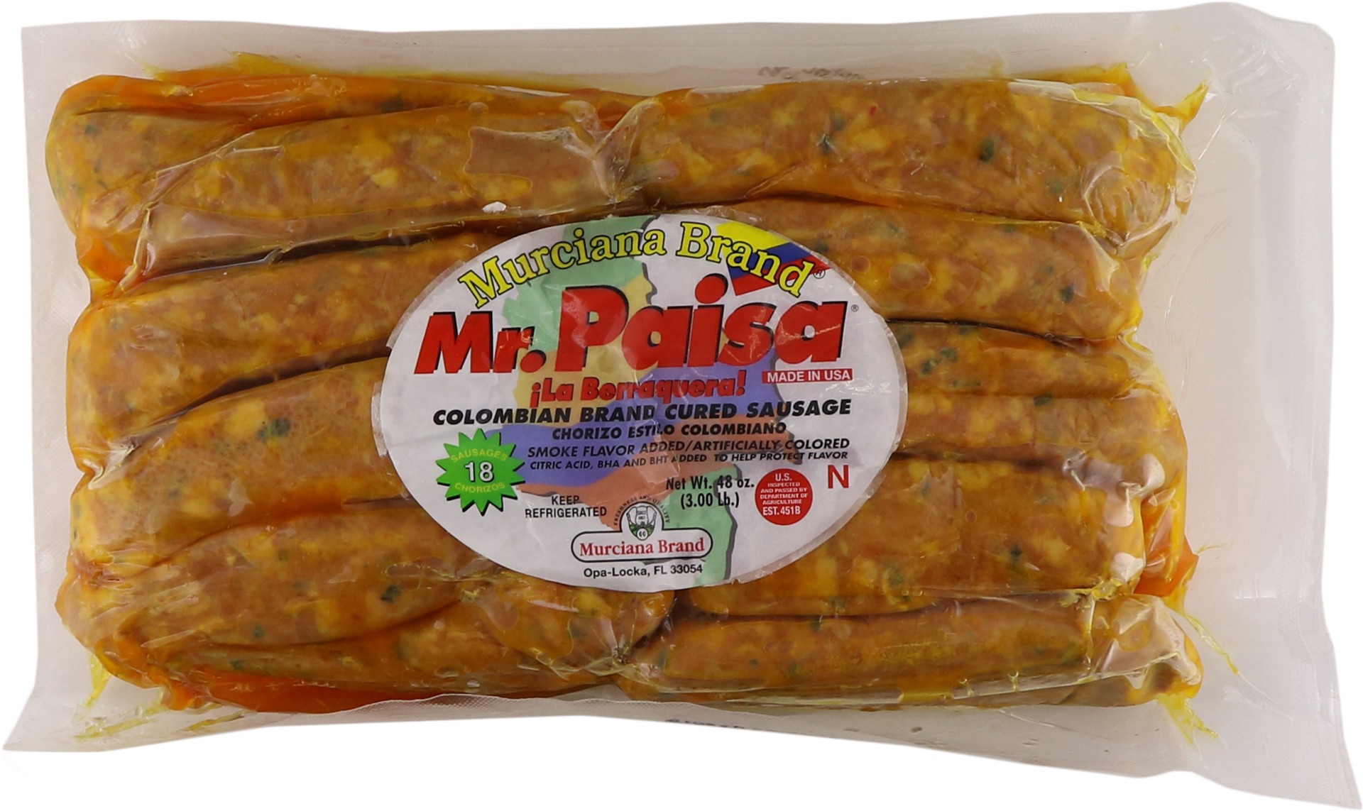 slide 1 of 1, Murciana Brand Murciana Sausage Link Colombian, 18 ct