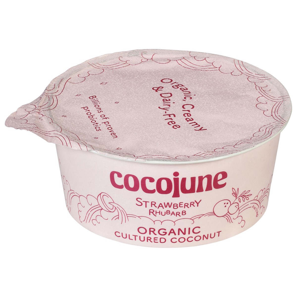 slide 1 of 9, Cocojune Organic Strawberry Rhubarb Cultured Coconut, 4 fl oz