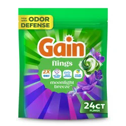 Gain Flings! Pacs HE Moonlight Breeze Detergent 18 oz