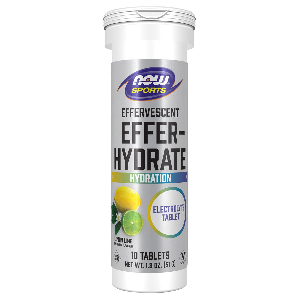 slide 1 of 5, NOW Effer-Hydrate Effervescent Lemon Lime - 10 Tablets/Tube, 10 ct