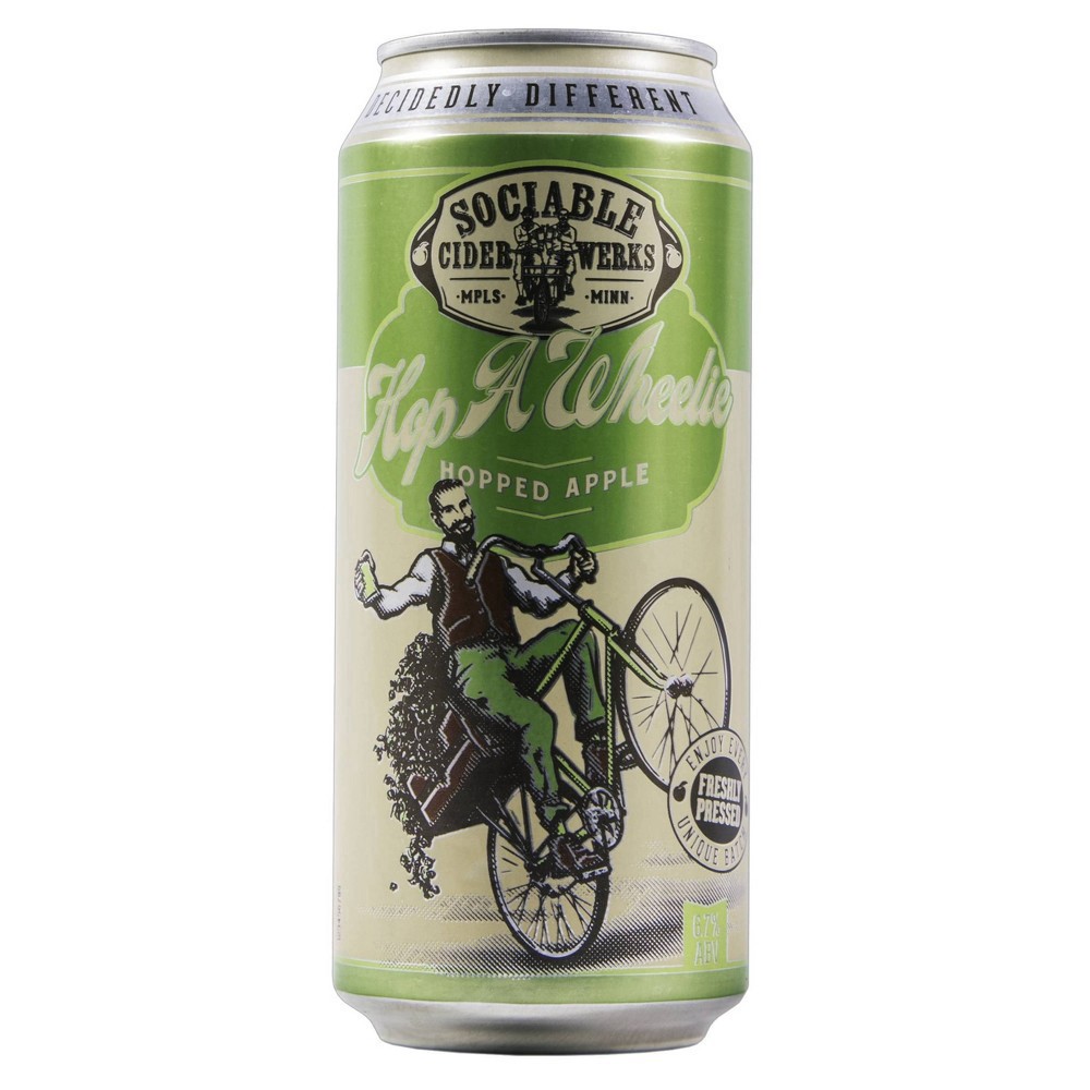 slide 4 of 5, Sociable Cider Werks Sociable Hop-a-Wheelie Hopped Apple Hard Cider - 4pk/16 fl oz Cans, 4 ct; 16 fl oz