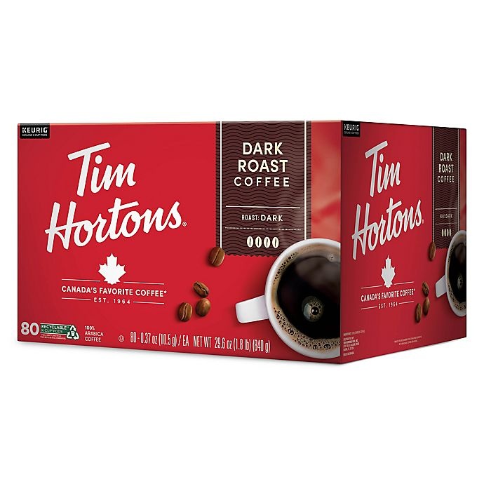 slide 1 of 2, Tim Hortons Dark Roast Coffee Pods for Single Serve Coffee Makers, 80 ct