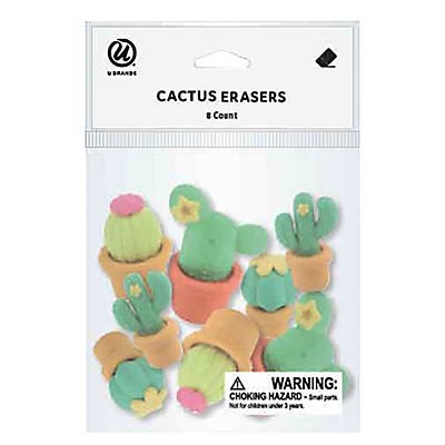 slide 1 of 1, U Brands Novelty Cactus Shape Erasers, 8 ct