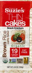 Suzie's Suzies Crackers Puffed Cakes Thin Brown Rice Lightly Salted - 4.9 Oz