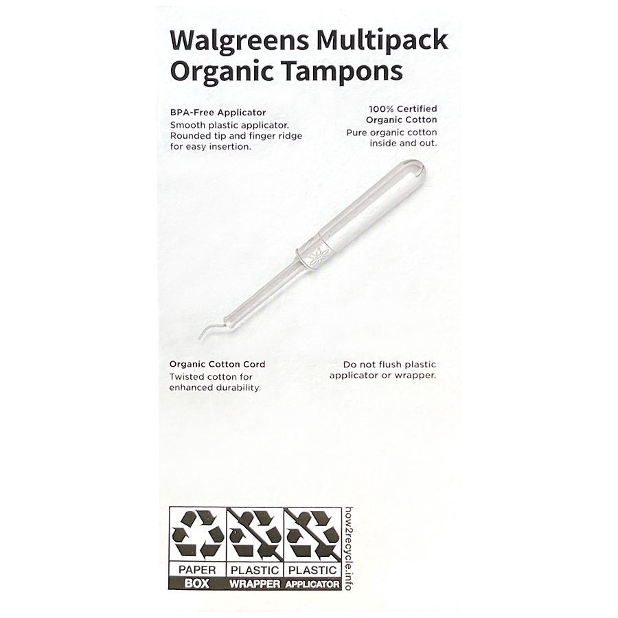 slide 3 of 4, Walgreens Organic Tampon Multipack, 36 ct