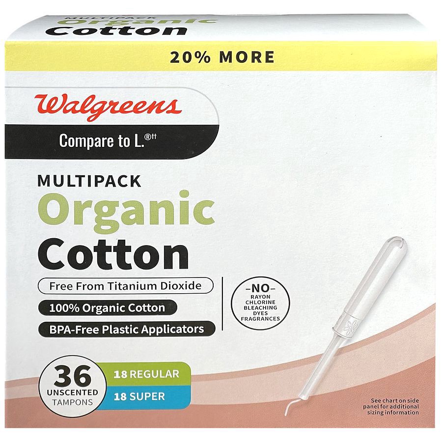 slide 2 of 4, Walgreens Organic Tampon Multipack, 36 ct