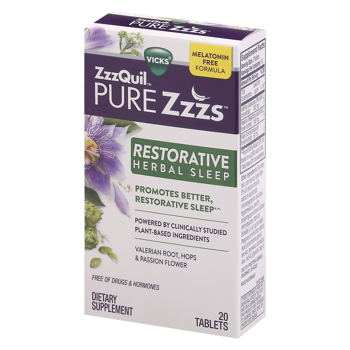 slide 12 of 14, Vicks ZzzQuil Pure Zzzs Restorative Herbal Sleep Tablets 20 ea, 20 ct