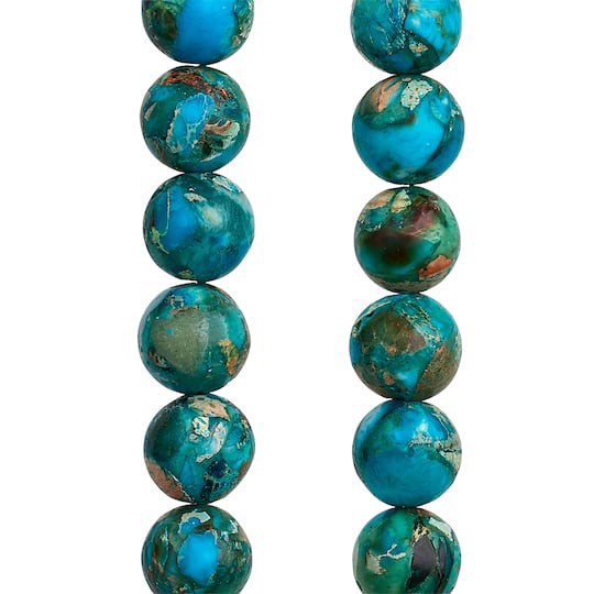 slide 1 of 3, Dyed Turquoise Imperial Jasper Round Beads, 8mm By Bead Landing, 8mm