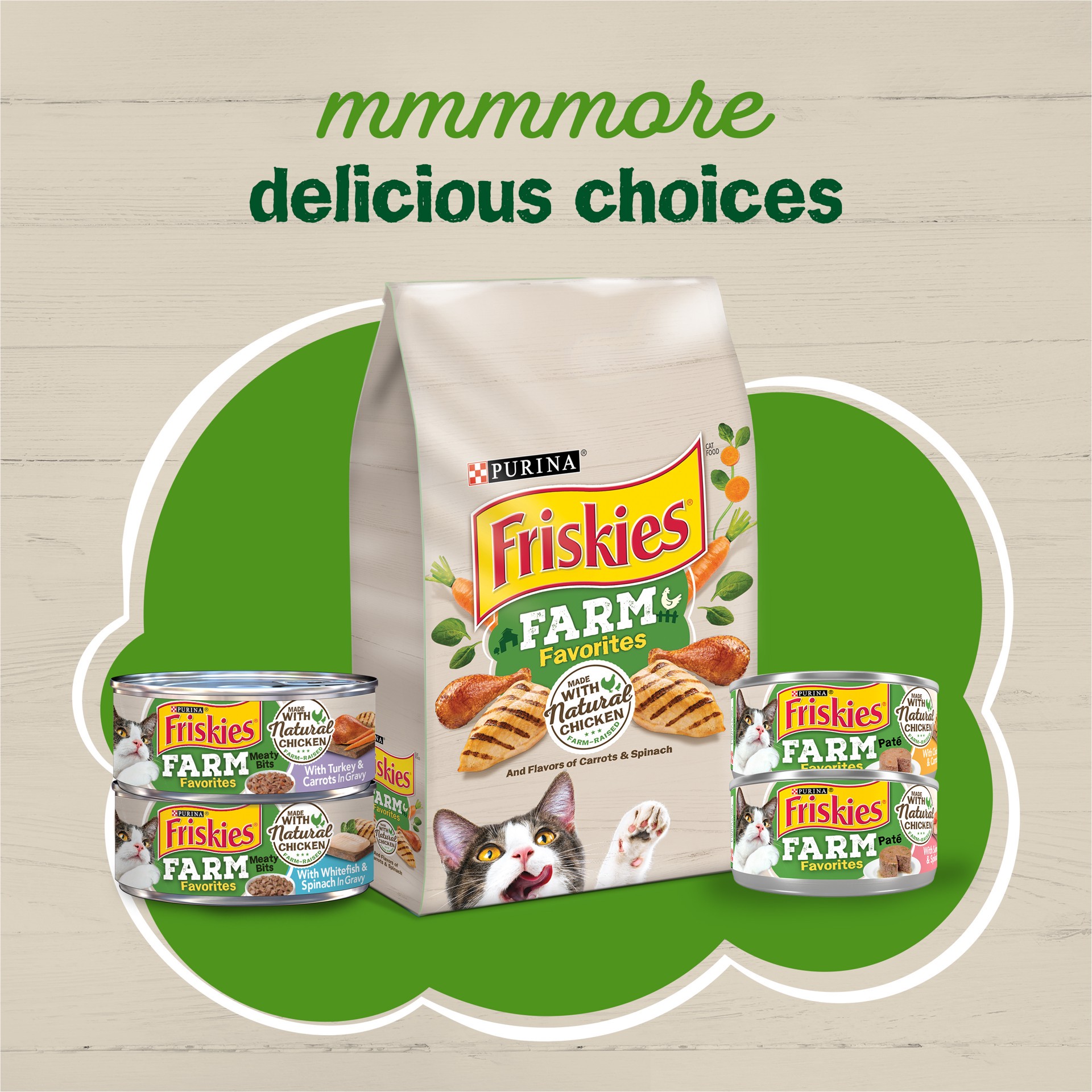 slide 3 of 9, Friskies Purina Friskies Farm Favorites Wet Cat Food Pate and Meaty Bits Variety Pack with Poultry and Seafood, 8.25 lb