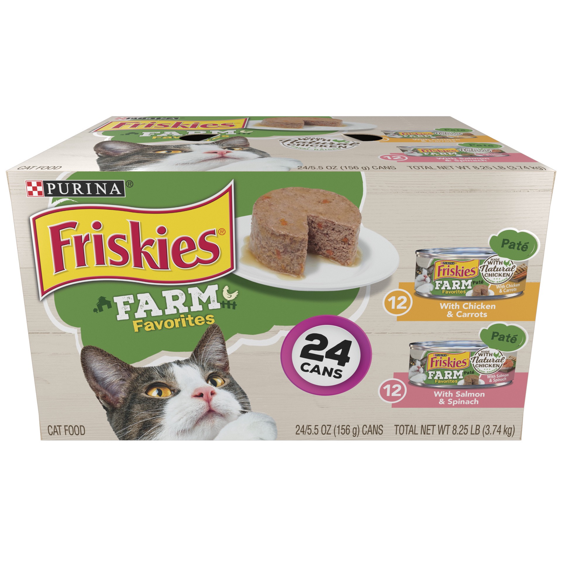 slide 1 of 9, Friskies Purina Friskies Farm Favorites Wet Cat Food Pate and Meaty Bits Variety Pack with Poultry and Seafood, 8.25 lb