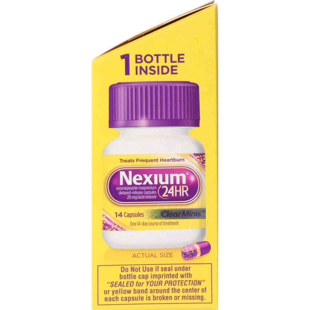 slide 5 of 15, Nexium 24HR ClearMinis Acid Reducer Heartburn Relief Delayed Release Capsules with Esomeprazole Magnesium - 14 Count, 14 ct