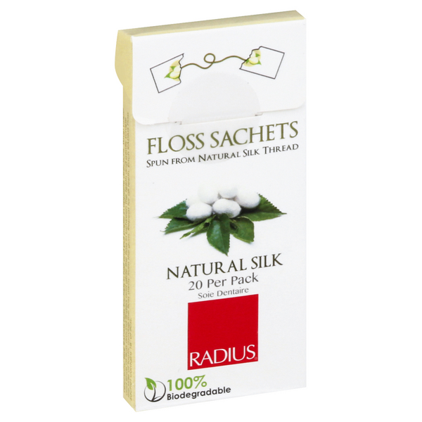 slide 1 of 1, Radius Natural Silk Biodegradable Floss Sachets, 20 ct