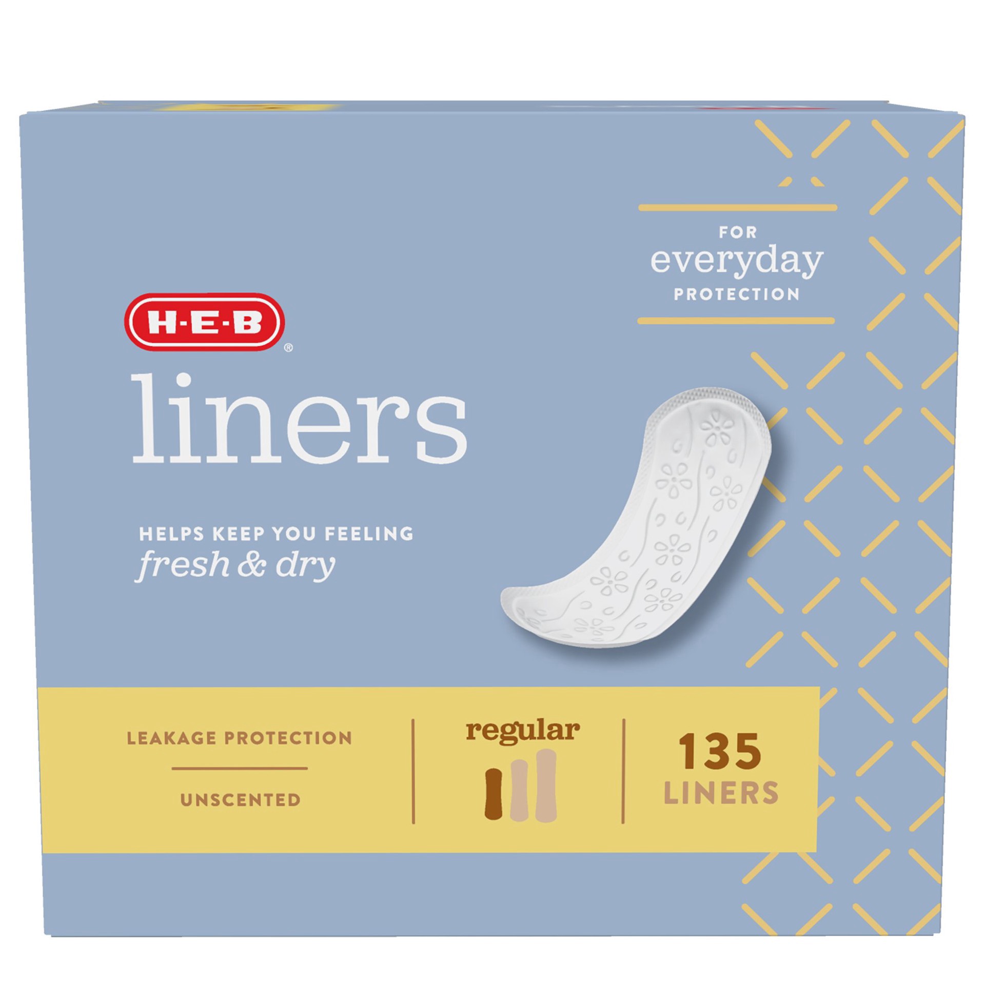 slide 1 of 1, H-E-B Liners - Regular, 135 ct