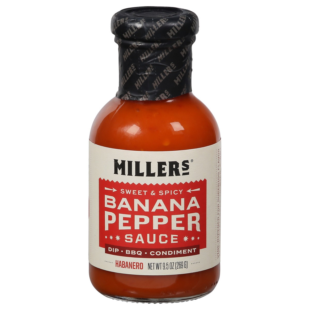 slide 1 of 4, Miller's Banana Pepper Mustard Habanero, 9.5 oz