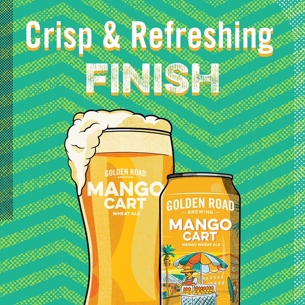 slide 8 of 10, Golden Road Mango Cart Wheat Ale Craft Beer, 15 Pack Beer, 12 FL OZ Cans, 15 ct; 12 oz