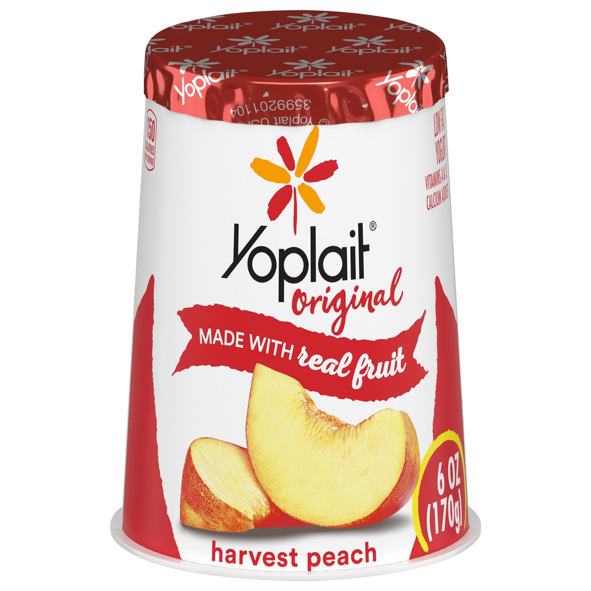 slide 1 of 3, Yoplait Original Harvest Peach Gluten-Free Low-Fat Yogurt, 6 oz. Cup, 6 oz