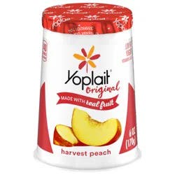 Yoplait Original Low Fat Harvest Peach Yogurt Cup, Made with Real Fruit, 6 oz