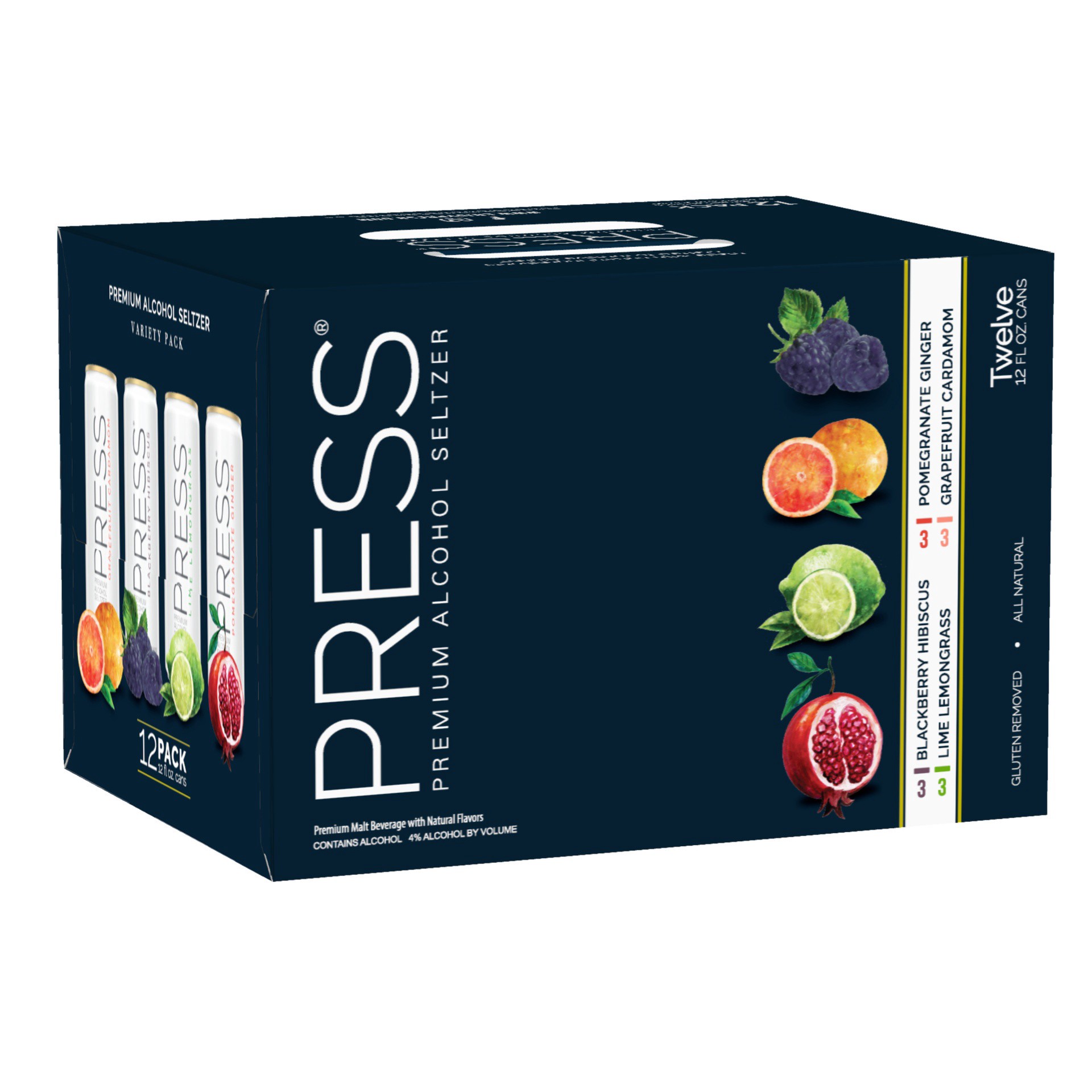 slide 2 of 2, PRESS Premium Alcohol Seltzer Variety Pack, 144 fl oz