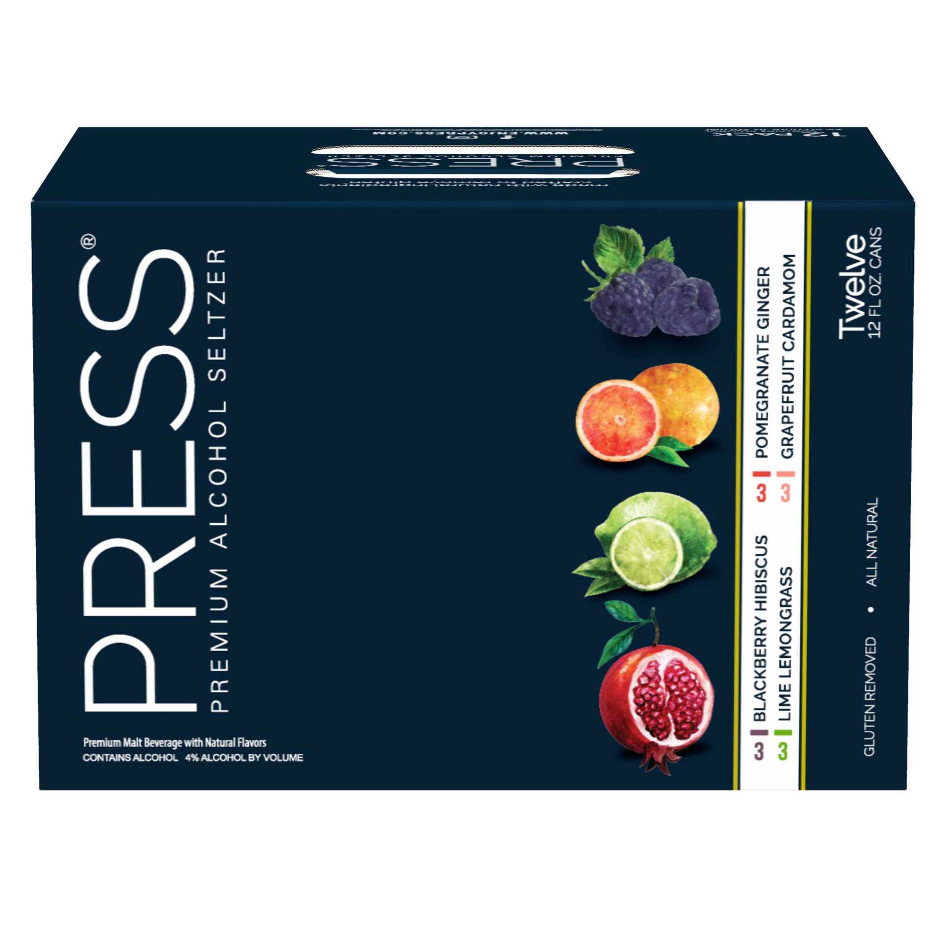 slide 1 of 2, PRESS Premium Alcohol Seltzer Variety Pack, 144 fl oz