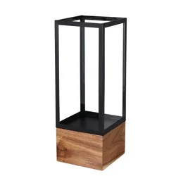 Bambeco 16 in Metal Lantern with Wood Base