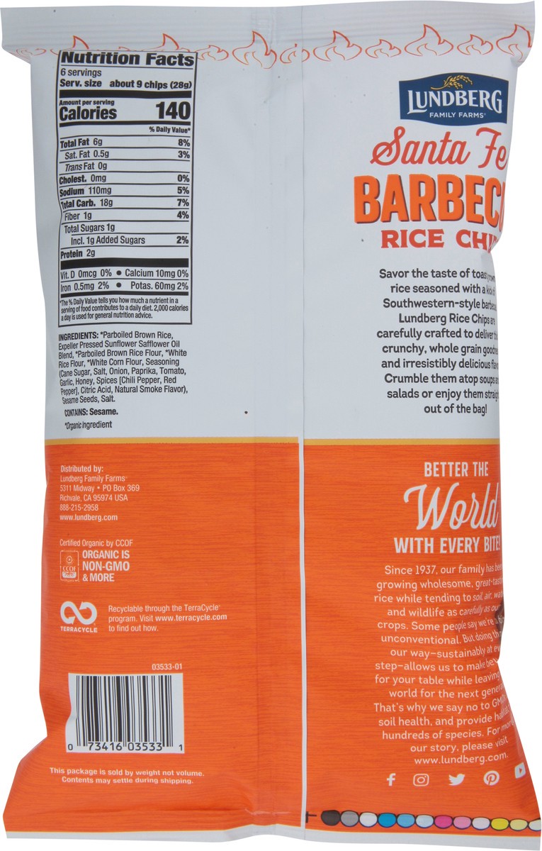 slide 7 of 9, Lundberg Family Farms Santa Fe Style Barbecue Rice Chips 6 oz, 6 oz