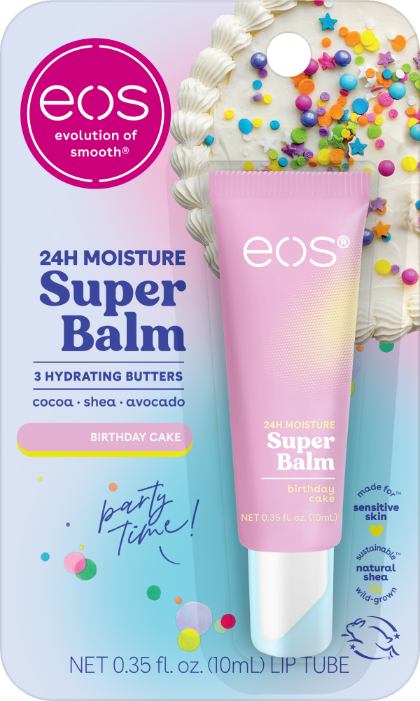 slide 1 of 1, eos® Super Balm Blister Birthday Cake, 0.35 oz
