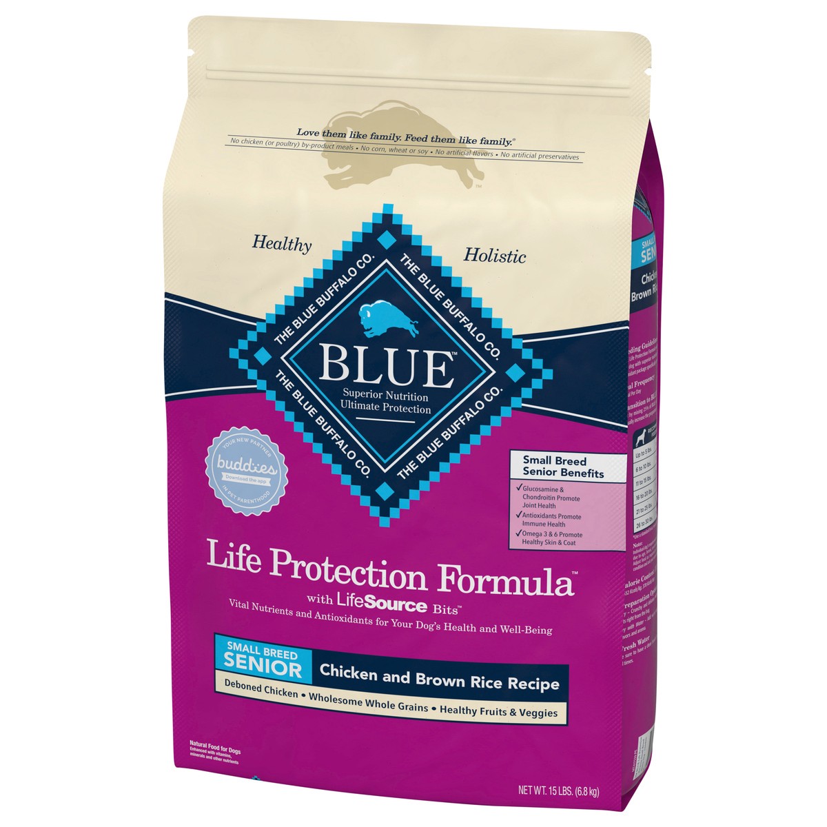 slide 3 of 8, Blue Buffalo Life Protection Formula Natural Senior Small Breed Dry Dog Food, Chicken and Brown Rice 15-lb, 15 lb