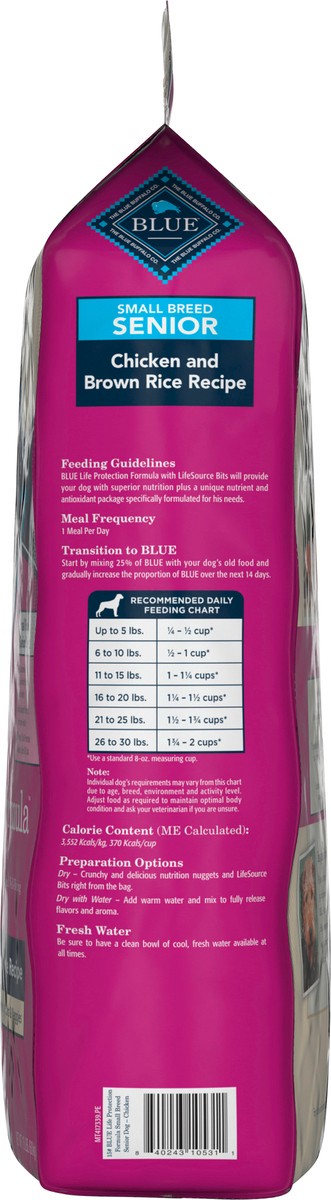 slide 5 of 8, Blue Buffalo Life Protection Formula Natural Senior Small Breed Dry Dog Food, Chicken and Brown Rice 15-lb, 15 lb