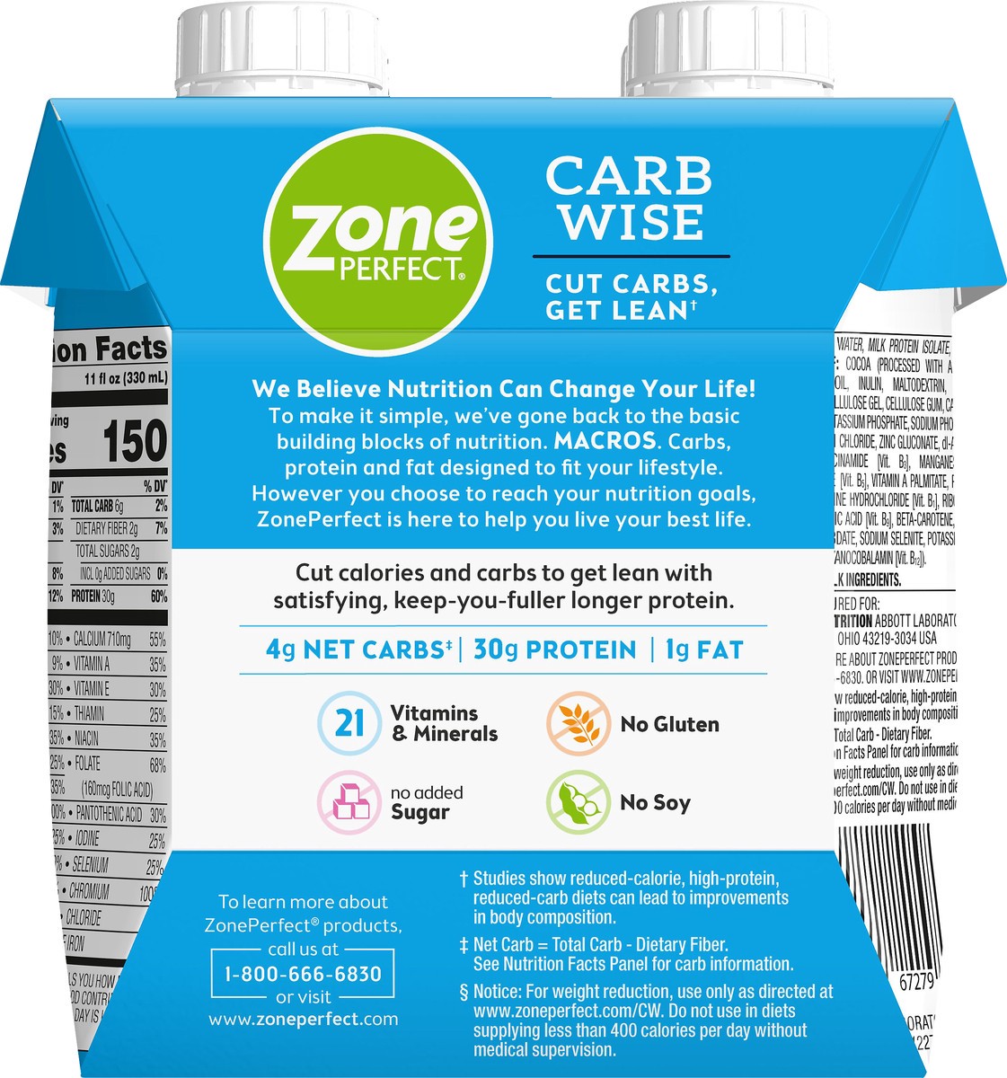 slide 5 of 13, Zone Perfect Marshmallow Carb Wise Shake Choc, 4 ct; 11 fl oz