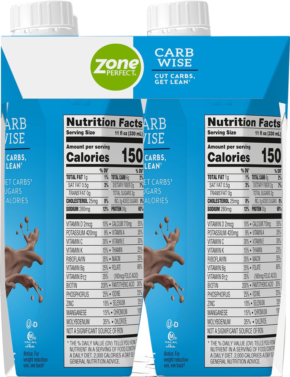 slide 4 of 13, Zone Perfect Marshmallow Carb Wise Shake Choc, 4 ct; 11 fl oz