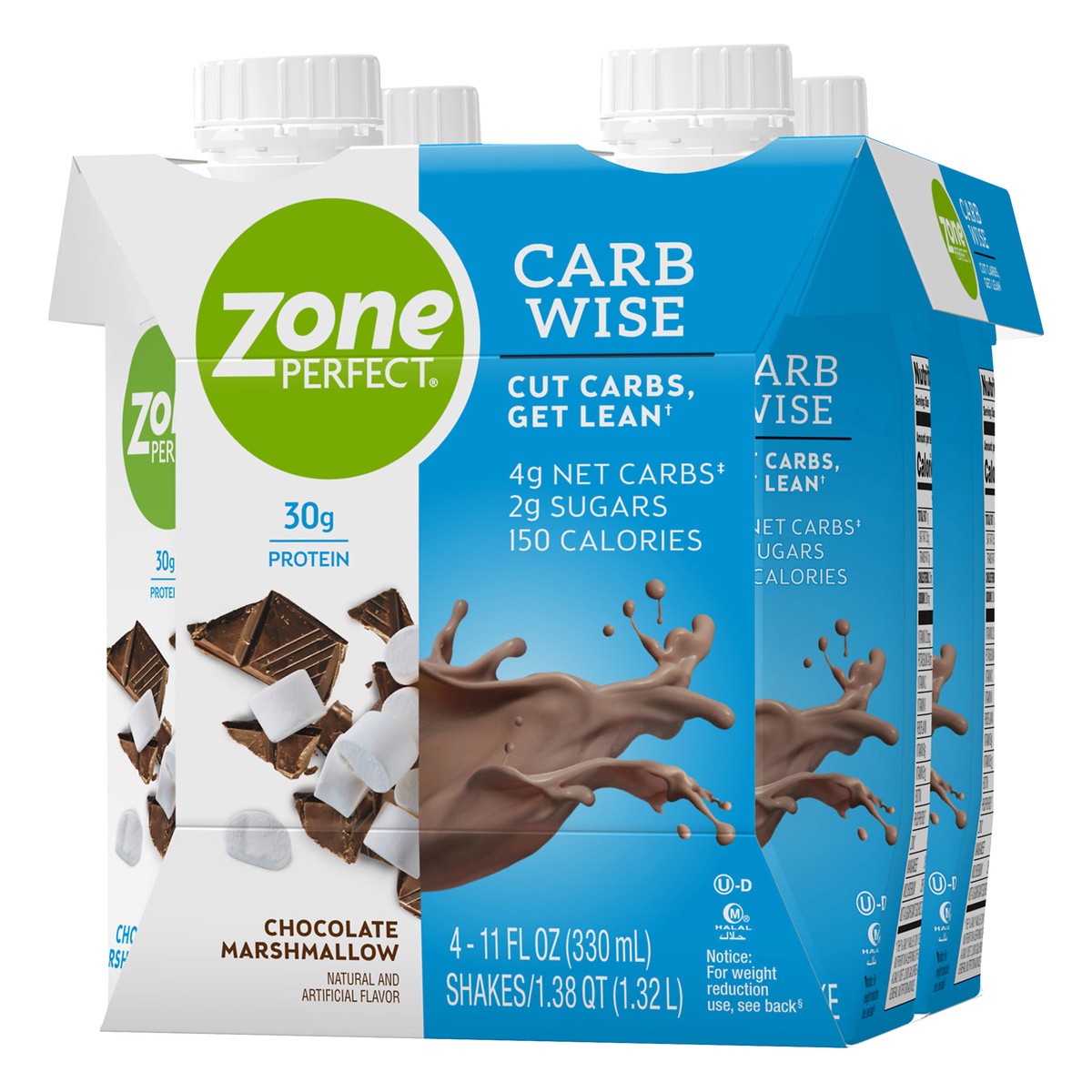 slide 10 of 13, Zone Perfect Marshmallow Carb Wise Shake Choc, 4 ct; 11 fl oz