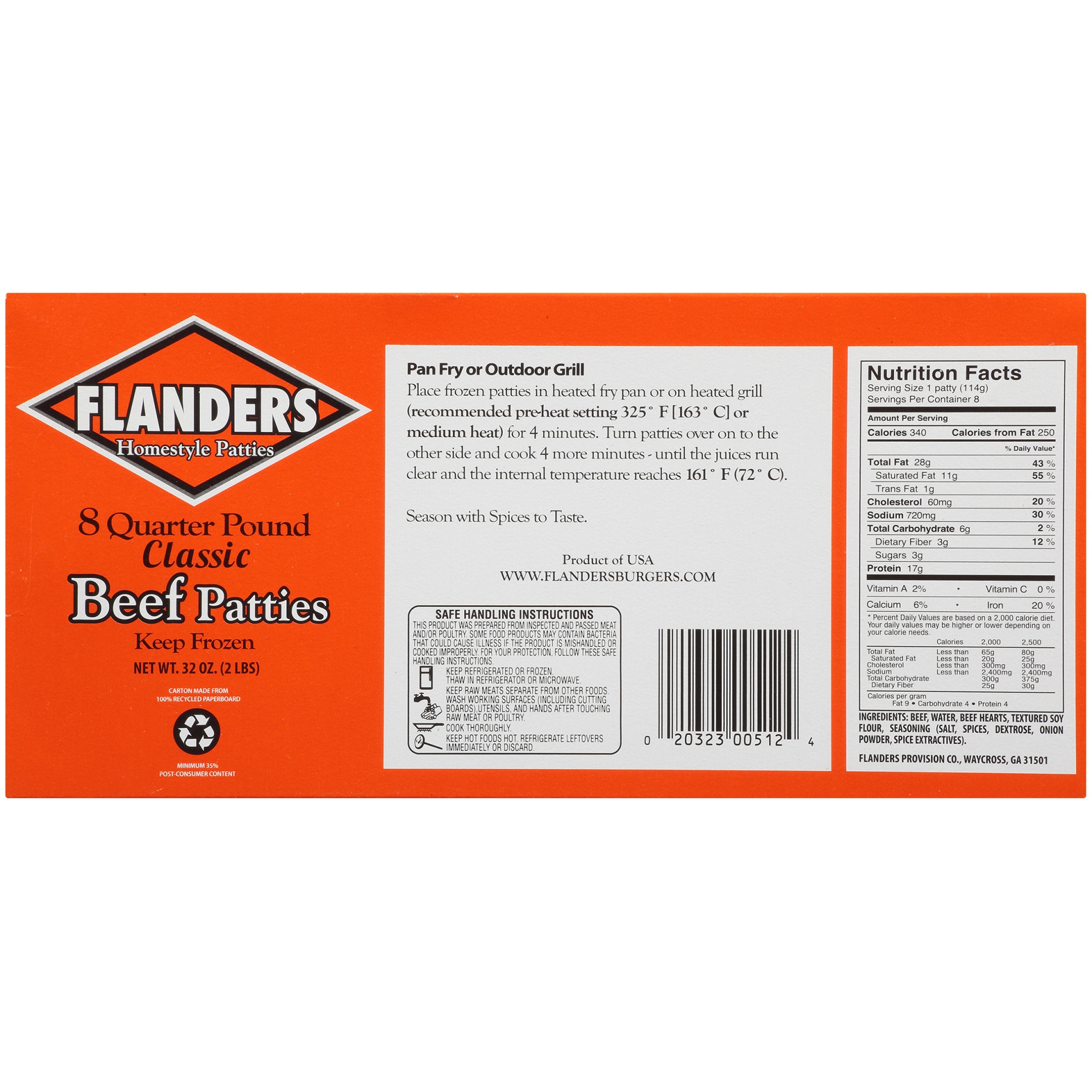 slide 6 of 8, Flanders Homestyle Quarter Pound Classic Beef Patties, 8 ct; 4 oz