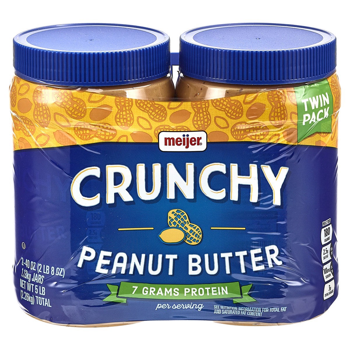 slide 1 of 5, Meijer Crunchy Peanut Butter jars, 2 x 40 oz