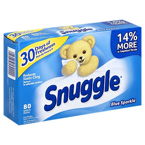 slide 1 of 1, Snuggle Fabric Softener Sheets Blue Sparkle Box, 80 ct