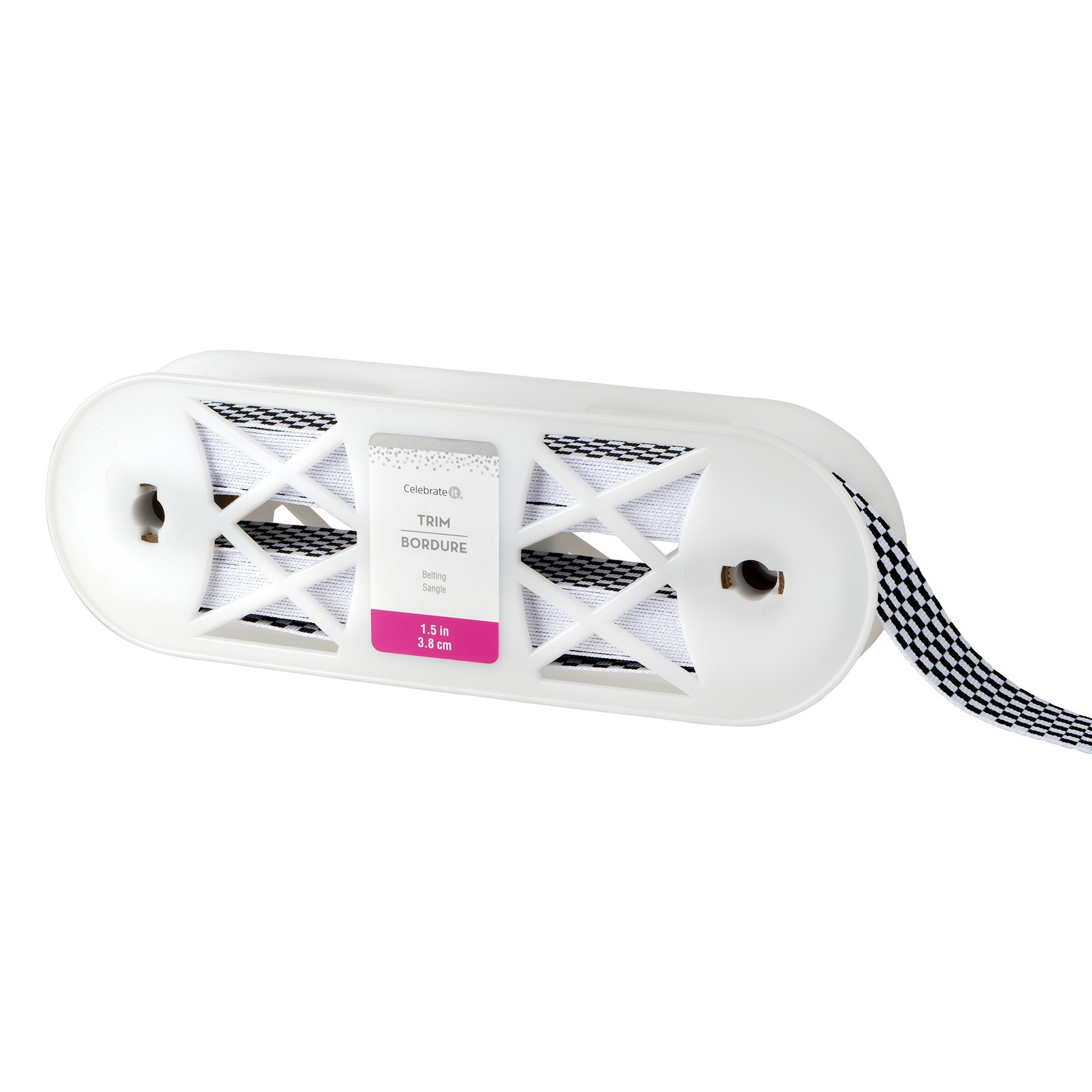 slide 3 of 3, 1.5" Black & White Check Belting Trim By Celebrate It, 