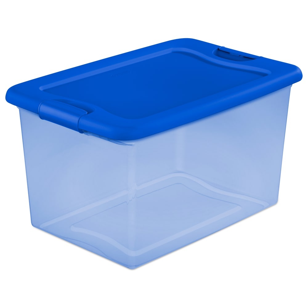 slide 1 of 1, Sterilite Latch Storage Box - Pale Blue Tint/Blue, 64 qt