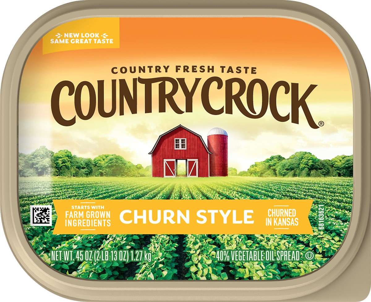 slide 11 of 12, Country Crock Churn Style Buttery Spread Tub 45 oz, 45 oz