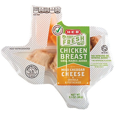 slide 1 of 1, H-E-B Select Ingredients Chicken Breast with Mild Cheddar Cheese, 3.1 oz