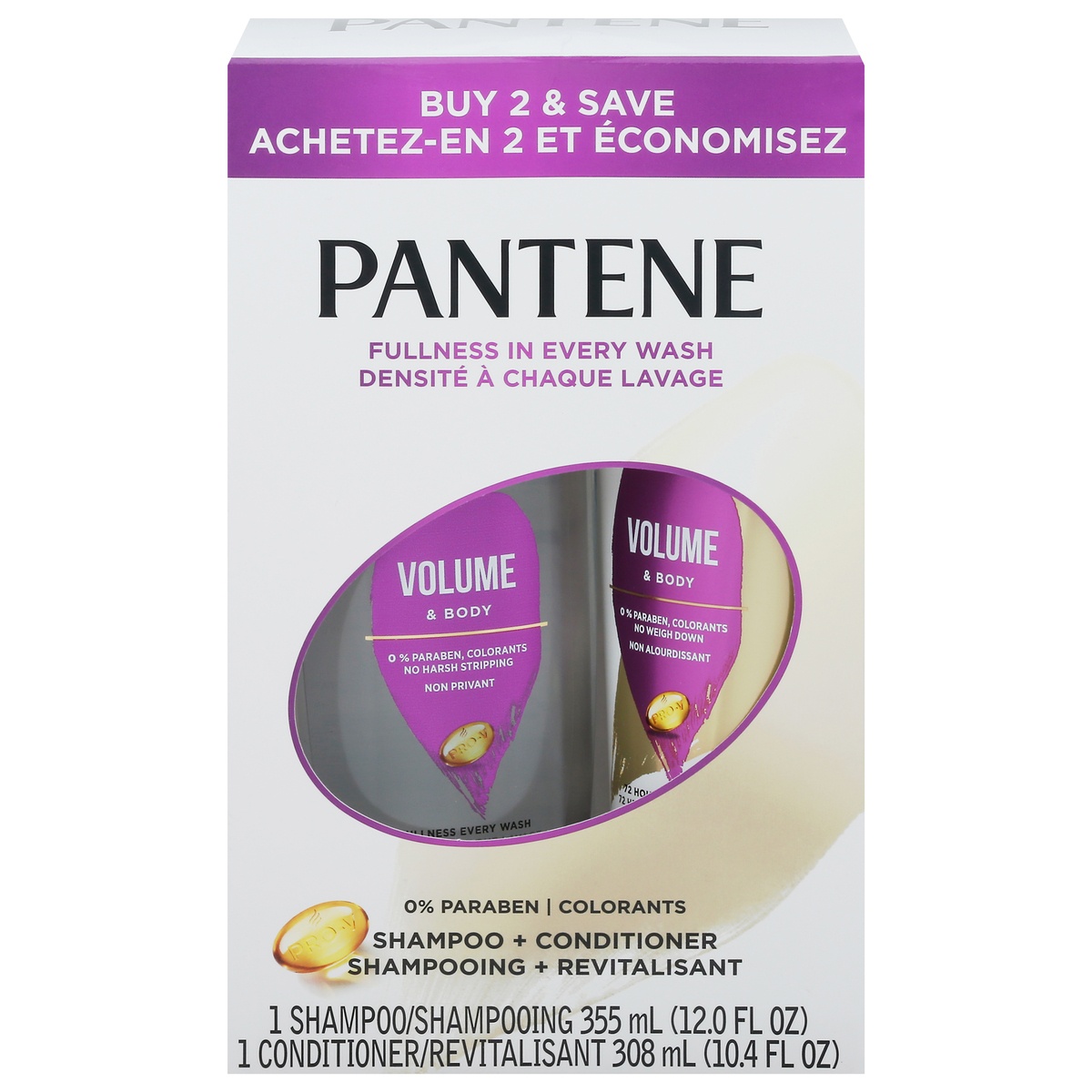 slide 1 of 1, Pantene Volume & Body Shampoo + Conditioner 1 ea, 1.0 ct